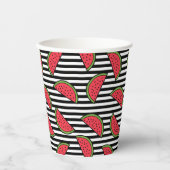 Gobelets En Papier Watermelon sur Motif Black & White Stripes (Recto)