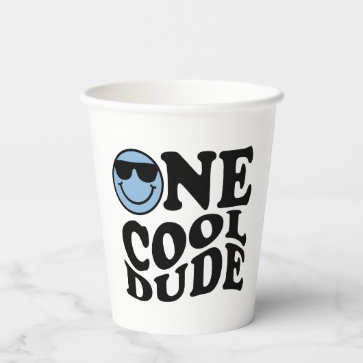 Gobelets En Papier Wavy Blue Preppy Smile Un Cool Dude 1er anniversai (Verso)