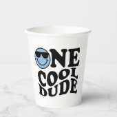 Gobelets En Papier Wavy Blue Preppy Smile Un Cool Dude 1er anniversai (Recto)
