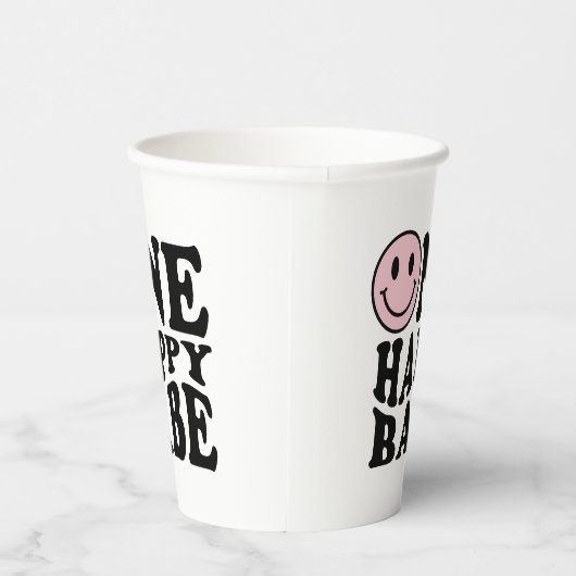 Gobelets En Papier Wavy Rose Preppy Smile One Happy Babe (Droite)