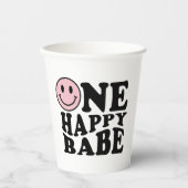 Gobelets En Papier Wavy Rose Preppy Smile One Happy Babe (Recto)