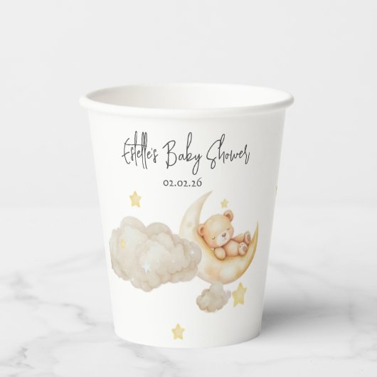 Gobelets En Papier We Are Over The Moon Teddy Bear Baby Shower (Recto)