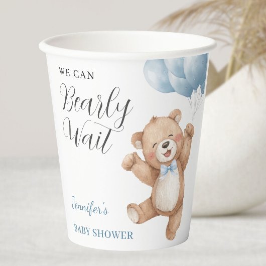 Gobelets En Papier We Can Bearly Wait Boy Teddy Bear Baby Shower
