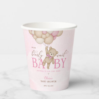 Gobelets En Papier We Can Bearly Wait Pink Baby Shower