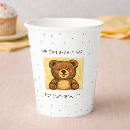 Gobelets En Papier We Can Bearly Wait! Simple Hand Drawn Baby Shower