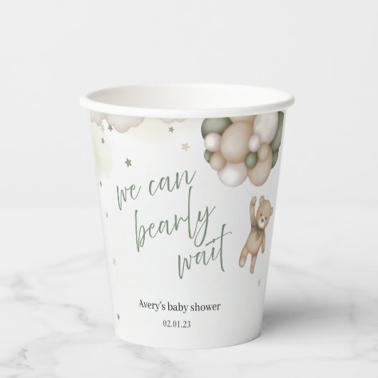 Gobelets En Papier “We Can Bearly Wait” Teddy Bear Baby Shower  (Recto)