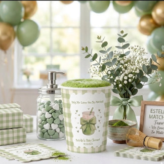 Gobelets En Papier We Love You So Matcha Sip Green Hearts