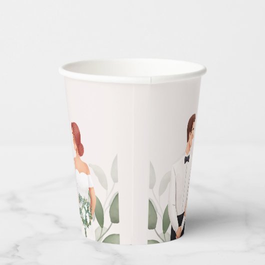 Gobelets En Papier Wedding Couple Illustration Paper Cup (Droite)