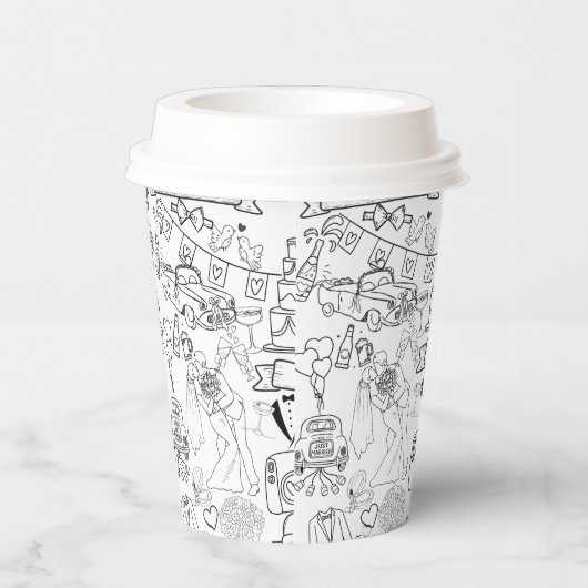 Gobelets En Papier Wedding Hand Drawn Design Coffee Cups (Droite)