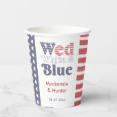 Gobelets En Papier Wedding shower de Couples Bleu Blanc Rétro (Recto)