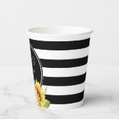 Gobelets En Papier Wedding shower Tournesol noir et blanc (Verso)