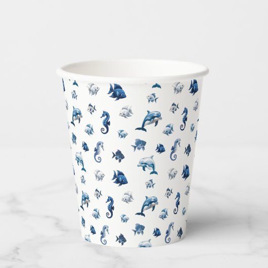 Gobelets En Papier Wedgewood Blue Ocean Créatures ! (Recto)
