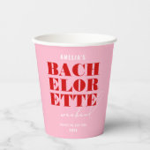 Gobelets En Papier Week-end Gras Rose & Rouge Bachelorette (Recto)