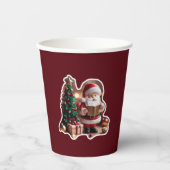 Gobelets En Papier Weihnachtsmann mit Tannenbaum in 3D -  (Recto)