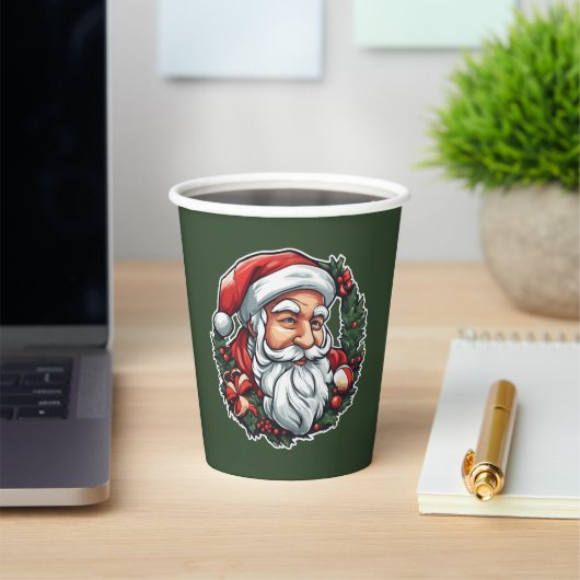 Gobelets En Papier Weihnachtsmannkopf mit Kranz -  (Insitu)