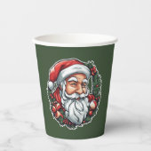 Gobelets En Papier Weihnachtsmannkopf mit Kranz -  (Recto)