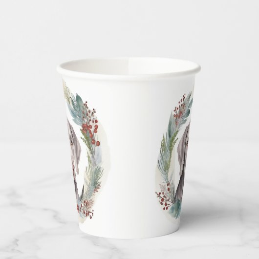 Gobelets En Papier Weimaraner Christmas Wreath Festive Pup (Gauche)