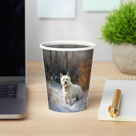 Gobelets En Papier West Highland White Terrier Laissons neiger Noël (Insitu)