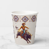 Gobelets En Papier Western Cowboy Bull Rider Aztec fête d'anniversair (Verso)
