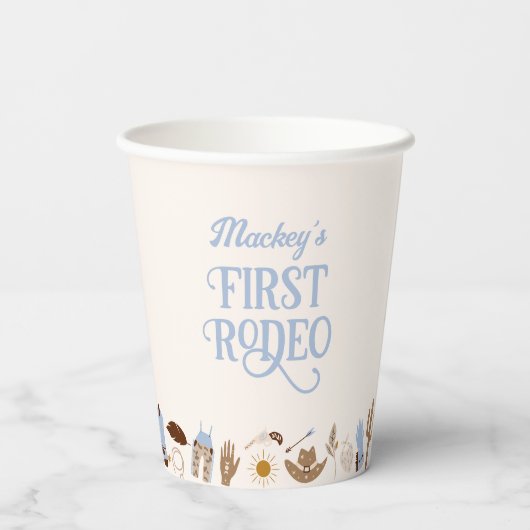 Gobelets En Papier Western First Rodeo Wild West Cowboy Blue Annivers (Verso)