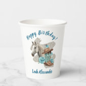 Gobelets En Papier Western Horse Floral Equestrian- White (Recto)