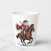 Gobelets En Papier Western Riding Rodeo Horse Cowboy Père Noël Noël (Recto)