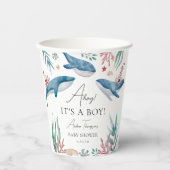 Gobelets En Papier Whale Under the Sea Ahoy It's a Boy Baby Shower (Recto)