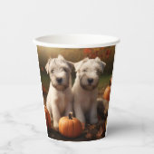 Gobelets En Papier Wheaten Terrier chiot Automne Citrouille délice (Recto)