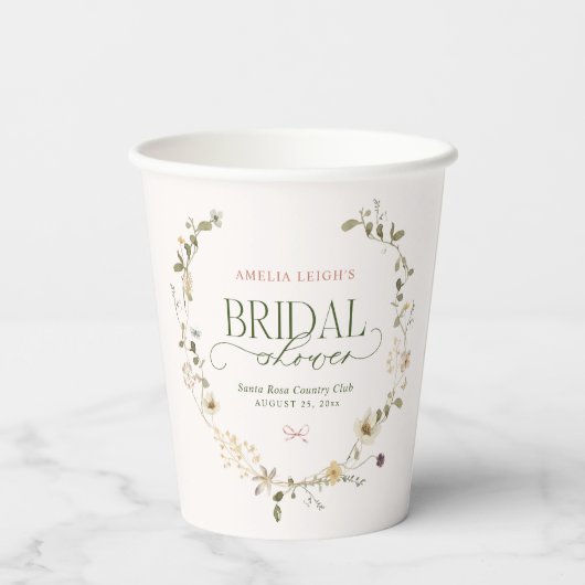 Gobelets En Papier Whimsal Fairytale Garden & Bows Fête des mariées (Verso)