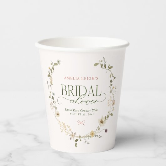 Gobelets En Papier Whimsal Fairytale Garden & Bows Fête des mariées (Recto)