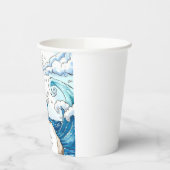 Gobelets En Papier Whimsical Blue Fun Ocean Waves Anniversaire (Gauche)