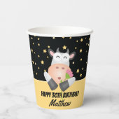 Gobelets En Papier Whimsical Cute Holy Cow Bonne fête d'anniversaire (Verso)