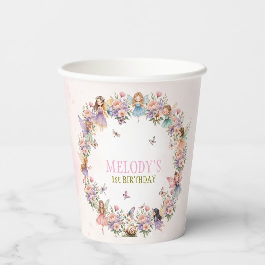 Gobelets En Papier Whimsical fairy garden 1st birthday (Verso)