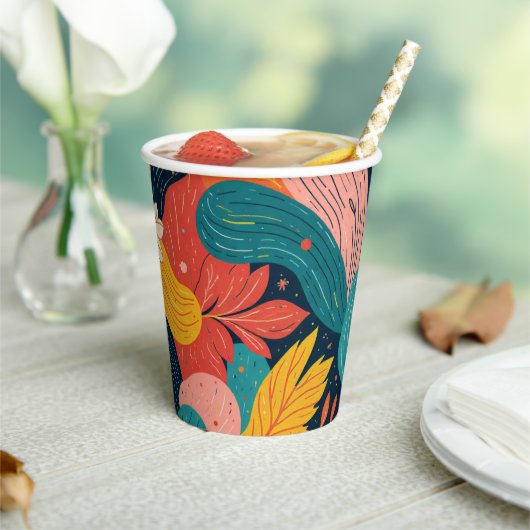Gobelets En Papier Whimsical Floral Flow Paper cup (Insitu)
