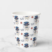 Gobelets En Papier Whimsical French Bulldog rouge blanc bleu patrioti (Verso)