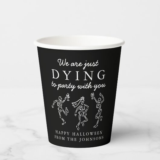 Gobelets En Papier Whimsical Hand Drawn Skeletons Halloween Party (Recto)