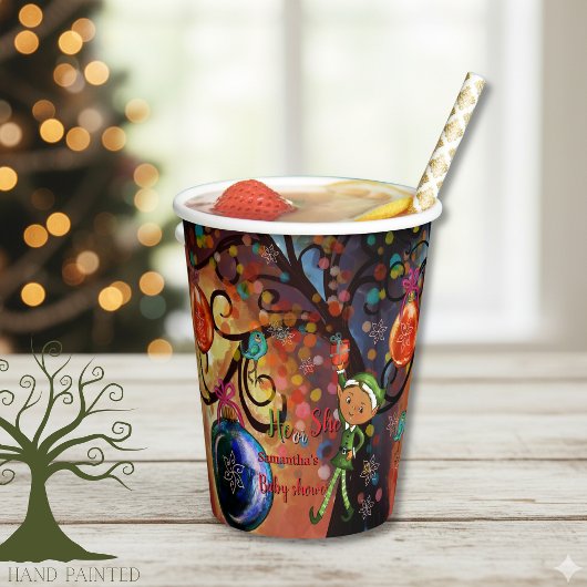 Gobelets En Papier Whimsical "He or She" Elf Gender Reveal Party