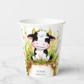Gobelets En Papier Whimsical Kids Cow Anniversaire (Recto)