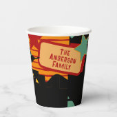 Gobelets En Papier Whimsical Retro Witch Hat Over Skyline Halloween (Verso)