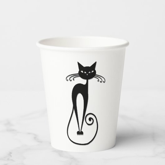 Gobelets En Papier Whimsical Skinny Chat noir (Verso)