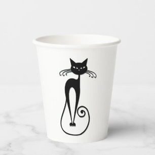 Gobelets En Papier Whimsical Skinny Chat noir