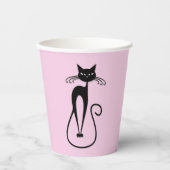 Gobelets En Papier Whimsical Skinny Chat noir rose (Recto)