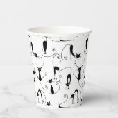 Gobelets En Papier Whimsical Skinny Motif de chat noir (Droite)