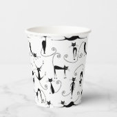 Gobelets En Papier Whimsical Skinny Motif de chat noir (Recto)