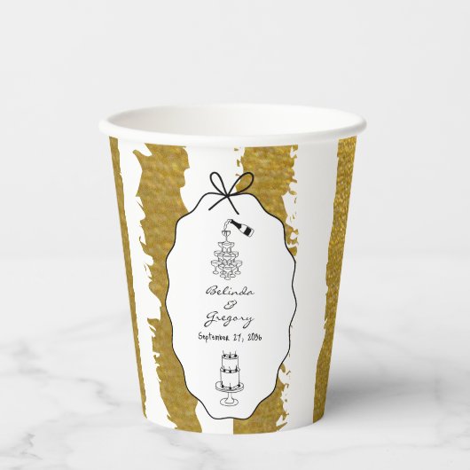 Gobelets En Papier Whimsical Stripes Handwritten Painted Wedding  (Recto)