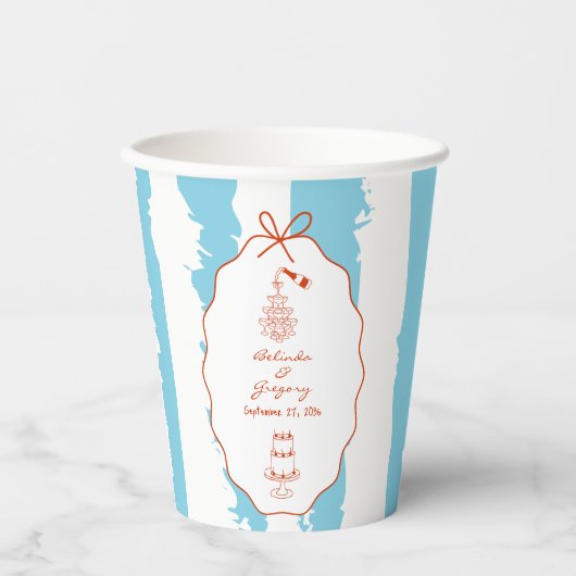 Gobelets En Papier Whimsical Stripes Handwritten Painted Wedding (Recto)