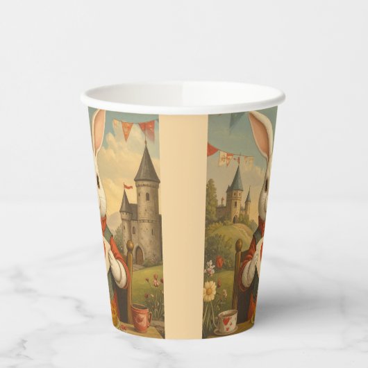 Gobelets En Papier Whimsical White Rabbit Hearts Enchanted Wonderland (Gauche)