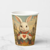 Gobelets En Papier Whimsical White Rabbit Hearts Enchanted Wonderland (Recto)