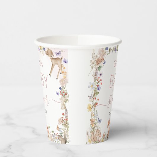 Gobelets En Papier Whimsical Woodland Animals Wildflower Baby Shower  (Gauche)