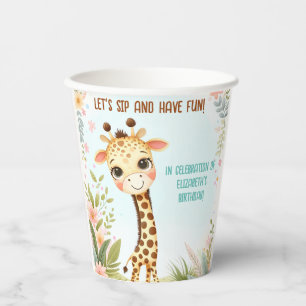 Gobelets En Papier Whimssical Cute Giraffe Anniversaire